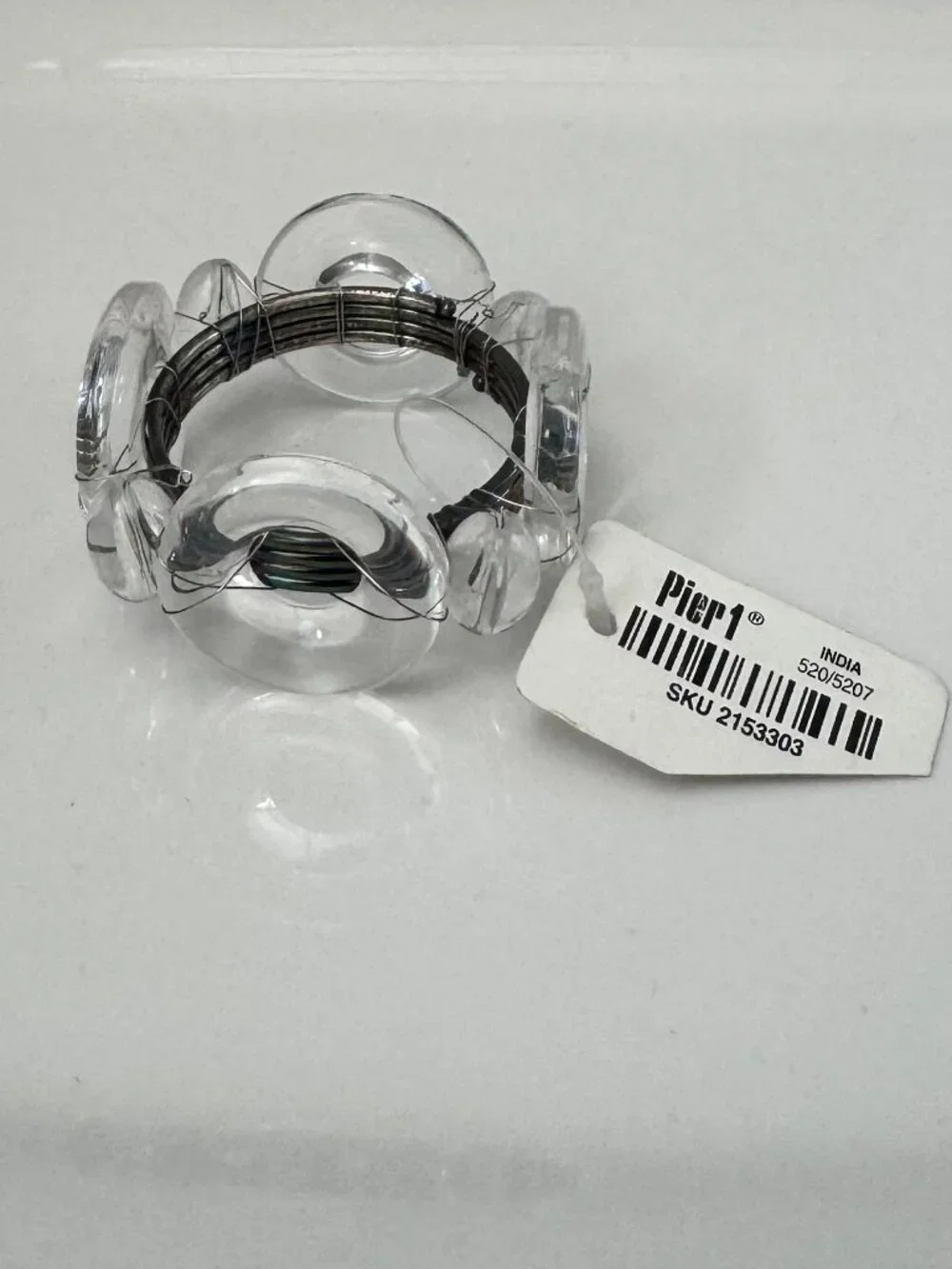 VINTAGE NEW WITH TAGS Pier 1 Clear Acrylic Napkin Rings Metal inset SET OF 11